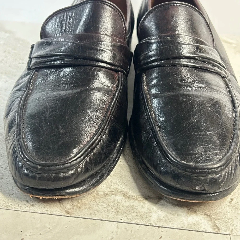 Allen Edmonds Penny Loafers Burgundy Leather Mens Size 7 D Moc Toe Dress Shoes
